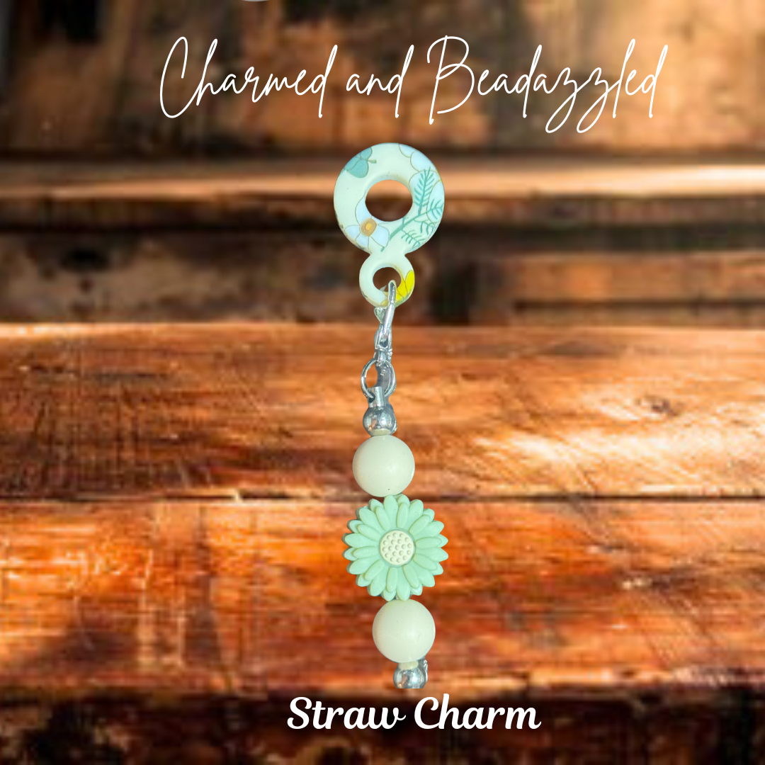 Green Sunflower Straw Charm