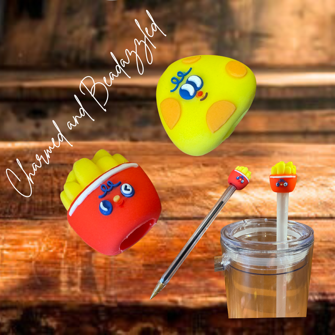 Fries and a Nugget Pen or Straw Toppers