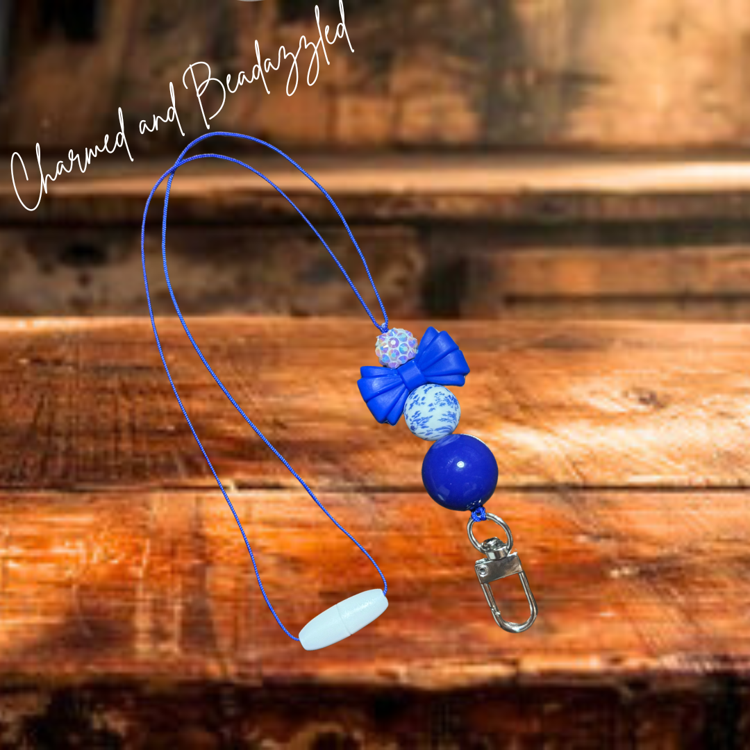 Blue Floral Bow Freshie Hanger