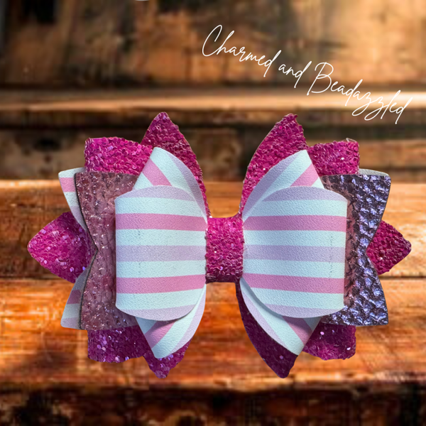 Pink Strip Straw Bow