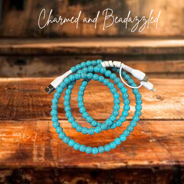 Turquoise Beaded Phone Charger