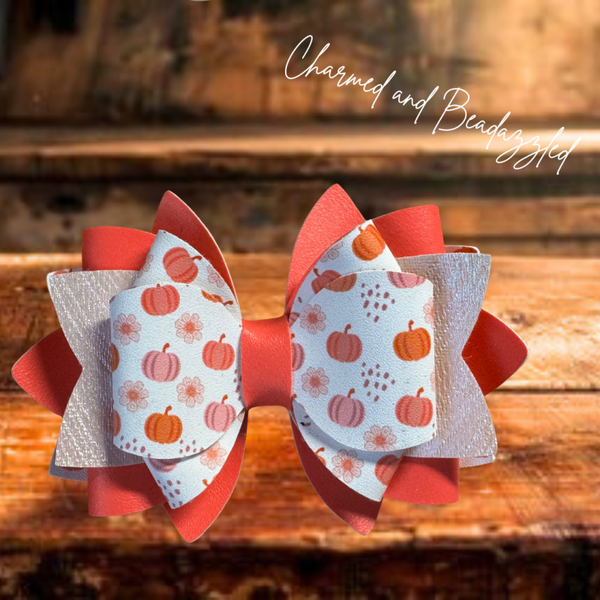 Pink Pumpkin Straw Bow