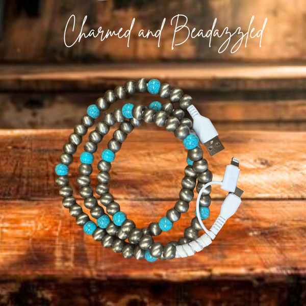 Turquoise/Silver Phone Charger