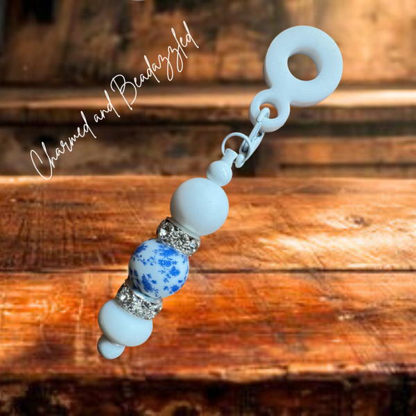 Blue Floral Straw Charm