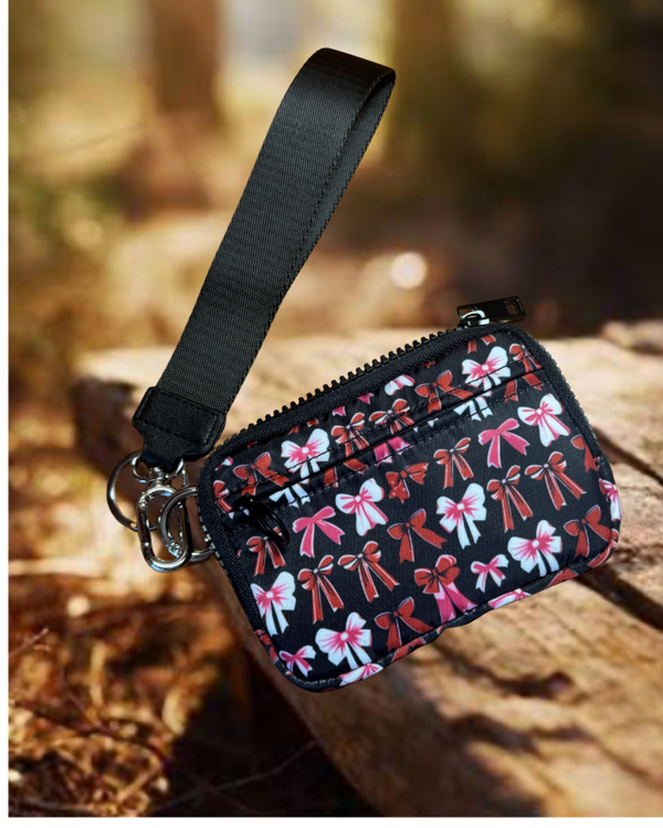 Black Colorful Bows Wristlet Wallet