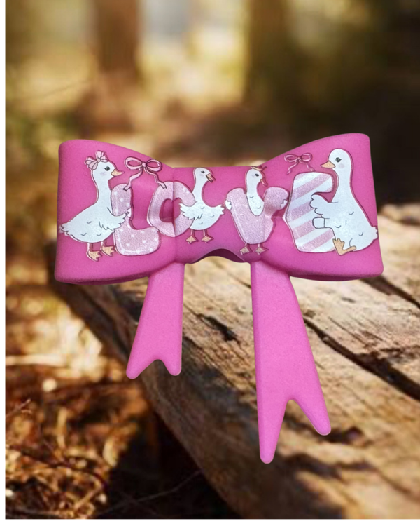 Pink Goose Bow Straw Topper