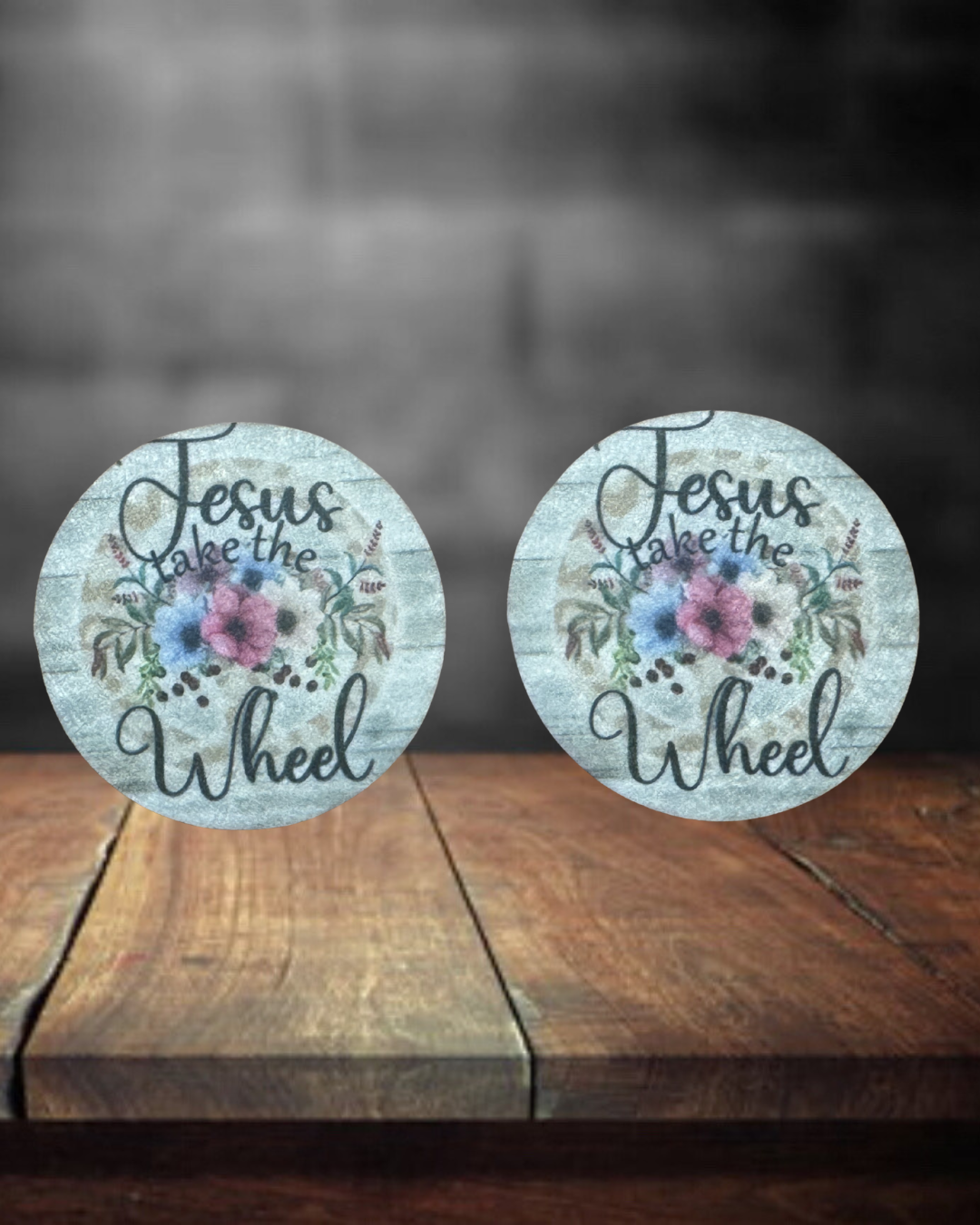 Jesus Take the Wheel Car Coasters