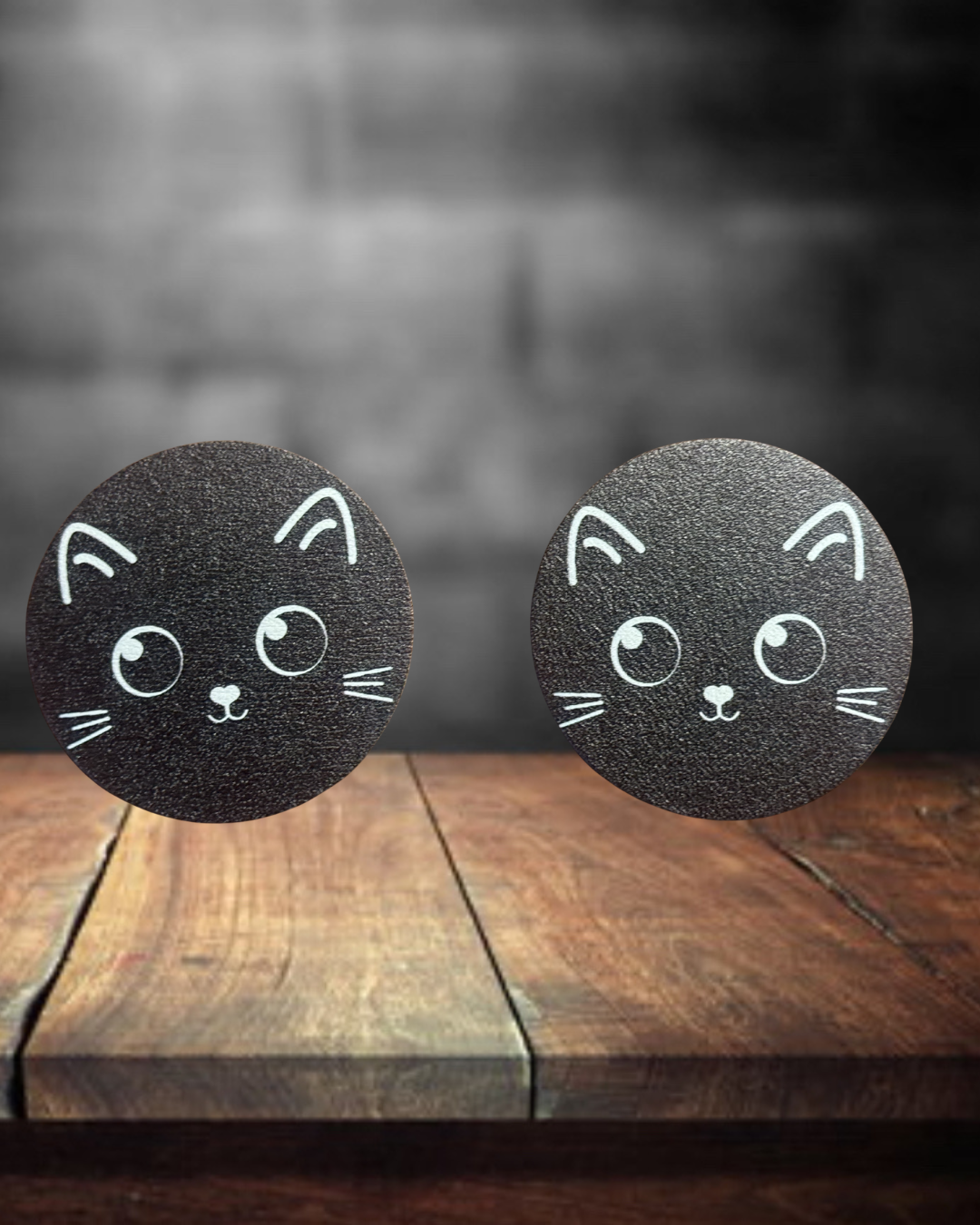 Black Kitty Car Coasters