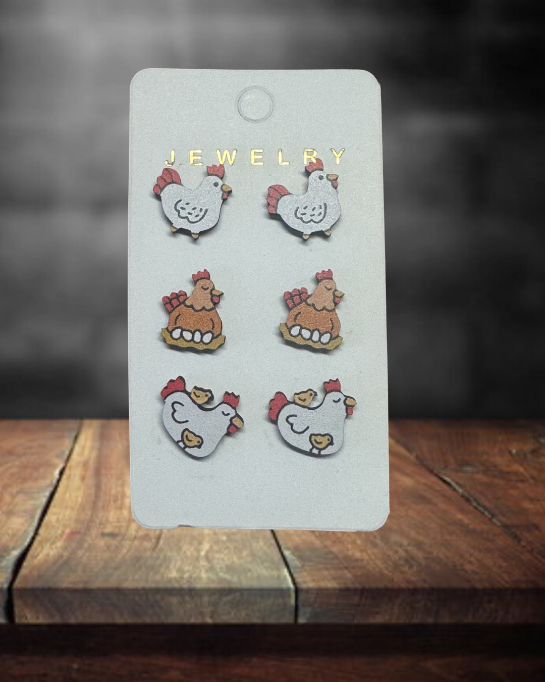 3 Pairs Chicken Earrings