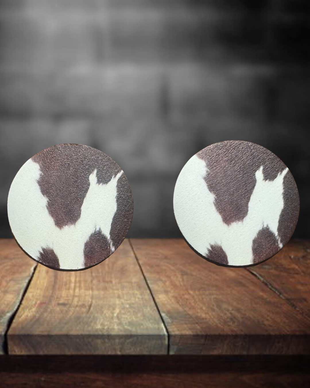 Brown Cowhide Car Coasters