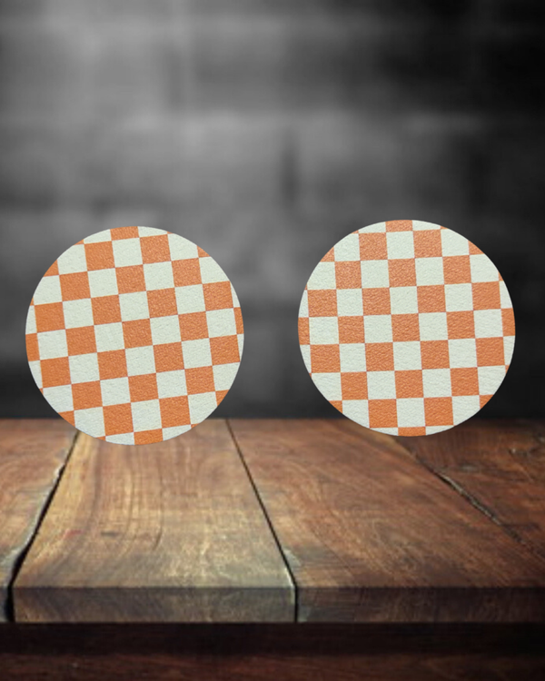 Orange Check Car Coasters