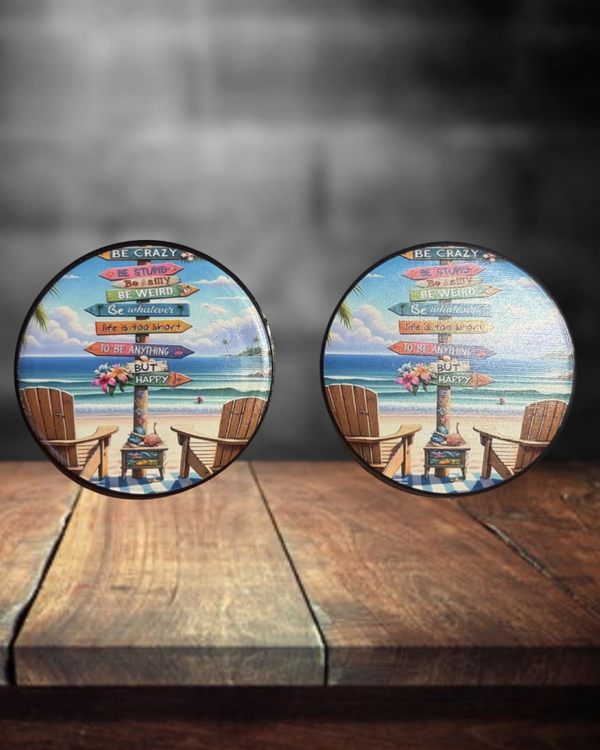 Which Way to the Beach Car Coasters
