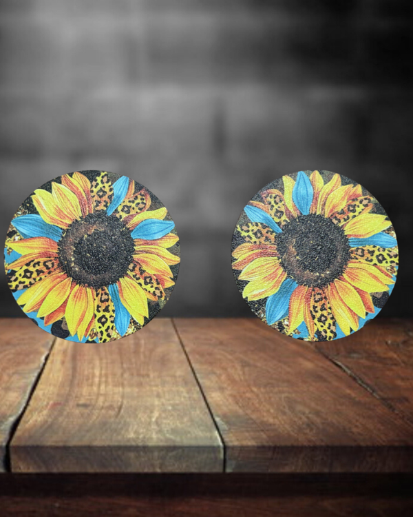 Sunflower Burst Car Coasters