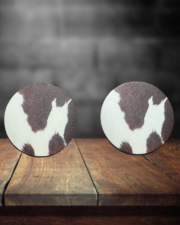 Brown Cowhide Car Coasters