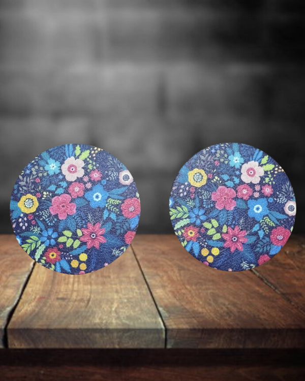 Blue Flowers Car Coasters