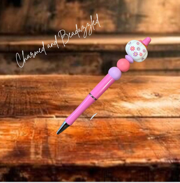 Pink Floral Pumpkin Pen