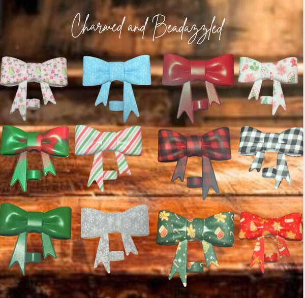 Christmas Bow Straw Toppers