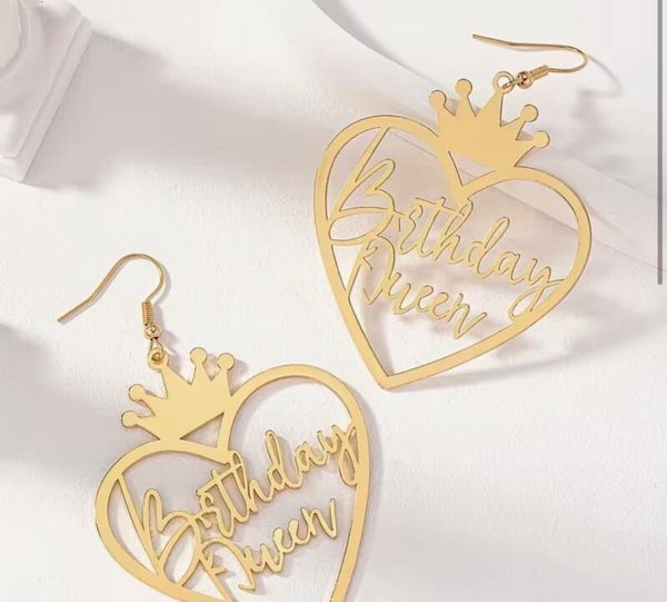 Birthday Queen Gold Earrings
