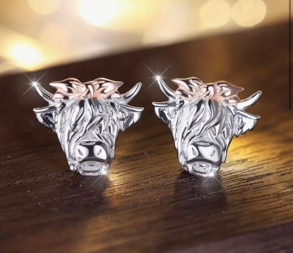 Highland Cow Silver Earrings