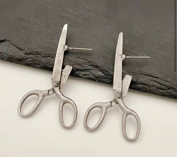 Silver Scissor Earrings