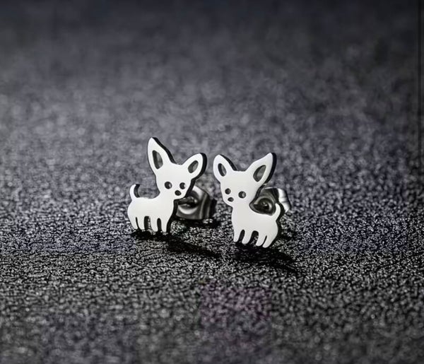 Silver Dog Earrings