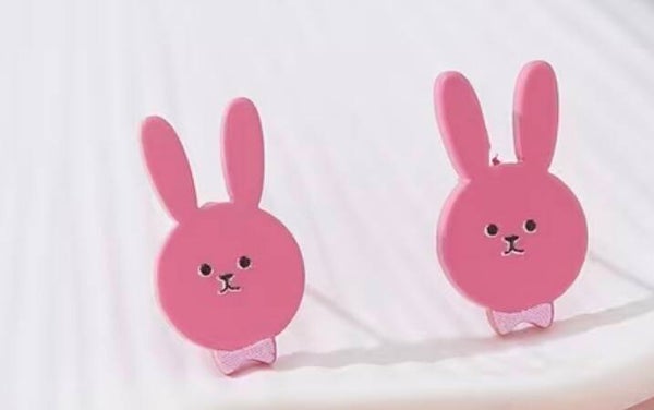 Pink Bunny Wood Earrings