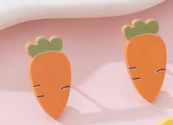 Orange Carrot Wood Earrings