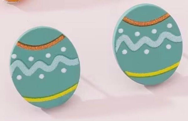 Easter Egg Wood Earrings