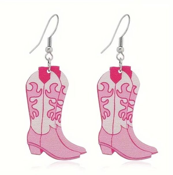 Pink Cowgirl Acrylic Earrings