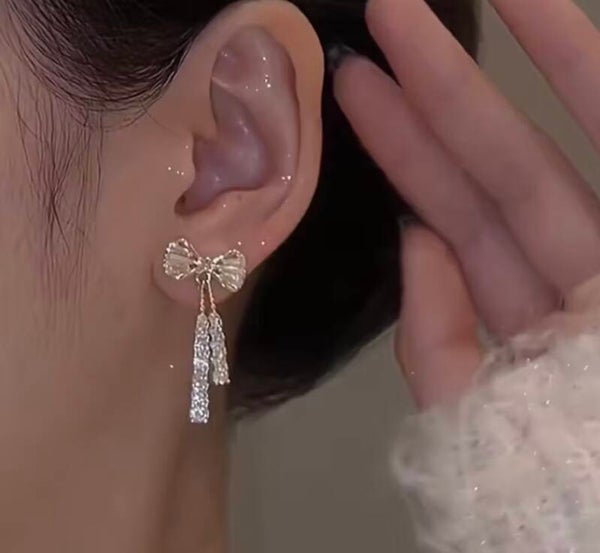 Bow Dangle Sparkle Earrings