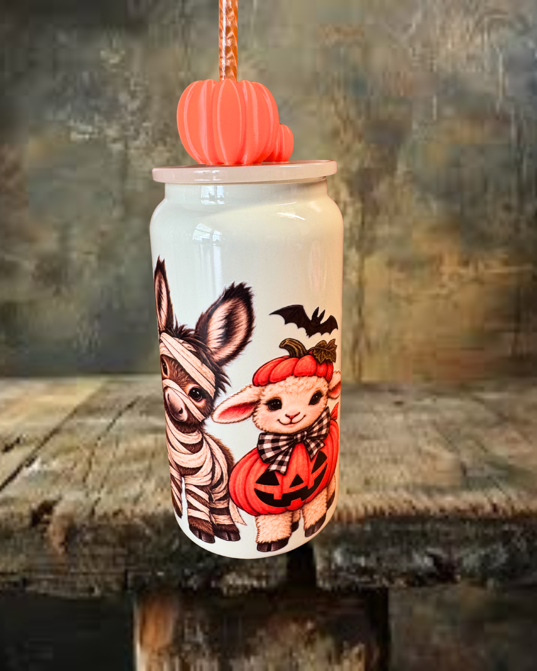 Farm Animals Spooky Season 16 oz Stainless Steel Tumbler