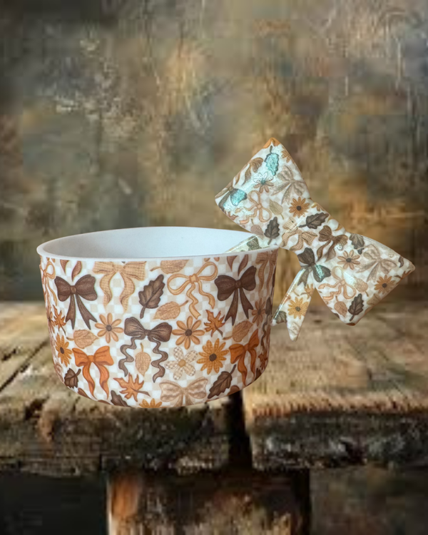 Fall Bows Tumbler Boot and Straw Topper Bow Set