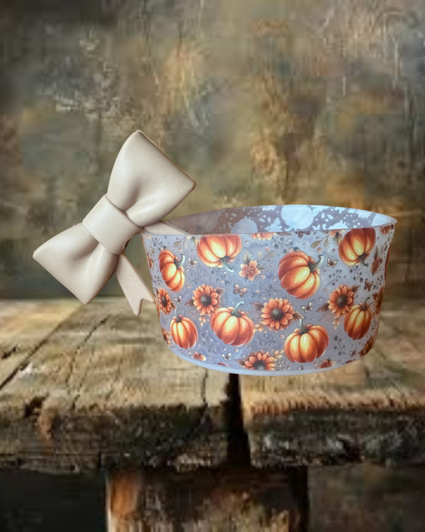 Fall Pumpkins Tumbler Boot and Straw Topper Bow Set