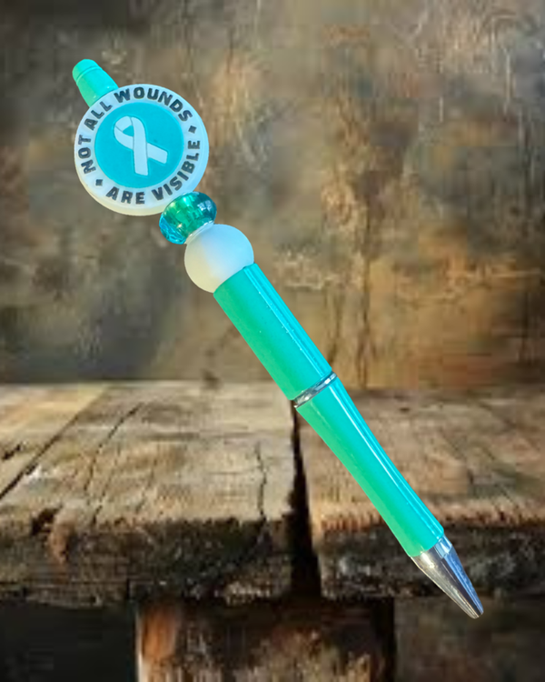 Teal Ribbon Pen