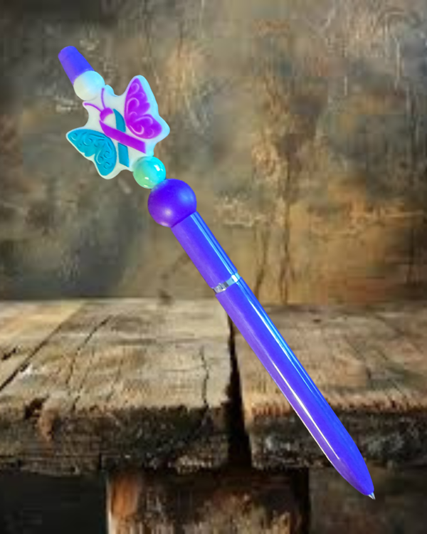 Purple and Teal Ribbon Pen