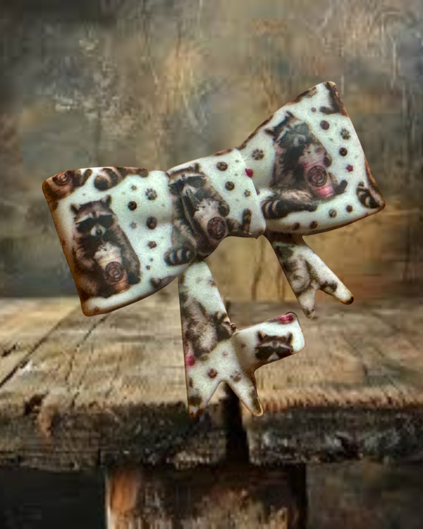 Raccoon Coffee Straw Topper Bow
