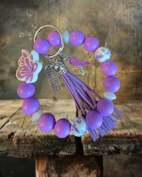Purple Butterfly Ribbon Wristlet