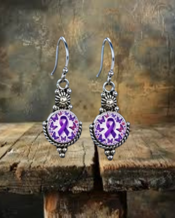 Purple Ribbon Earrings