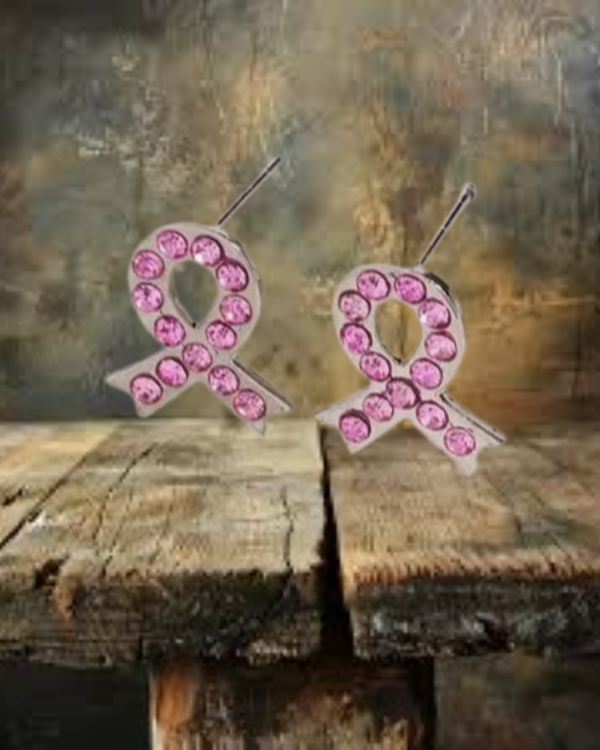 Pink Ribbon Sparkle Earrings