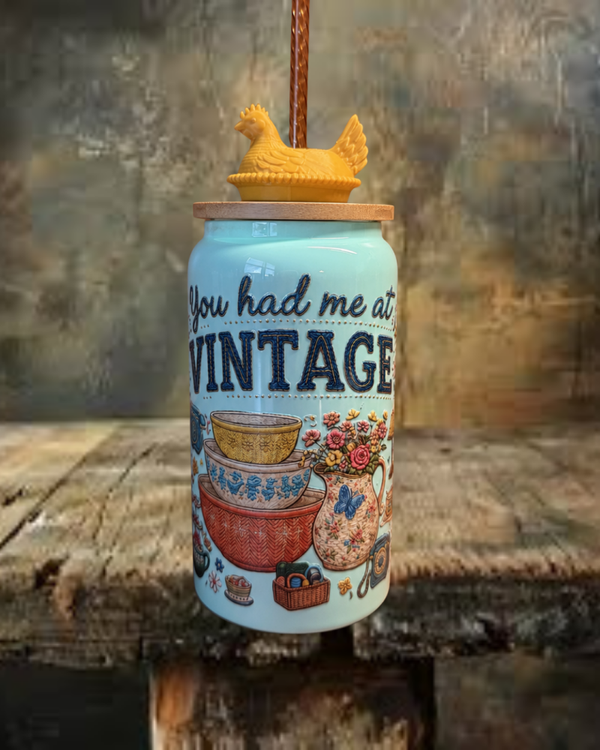 Vintage 16 oz Stainless Steel Tumbler