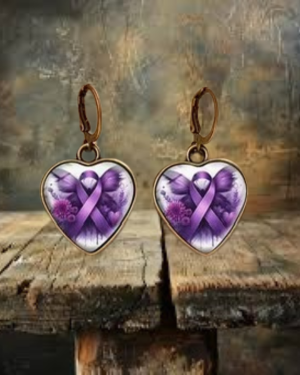 Purple Ribbon Earrings