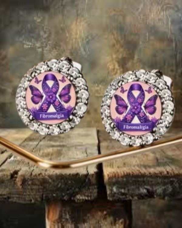 Purple Ribbon Sparkle Earrings