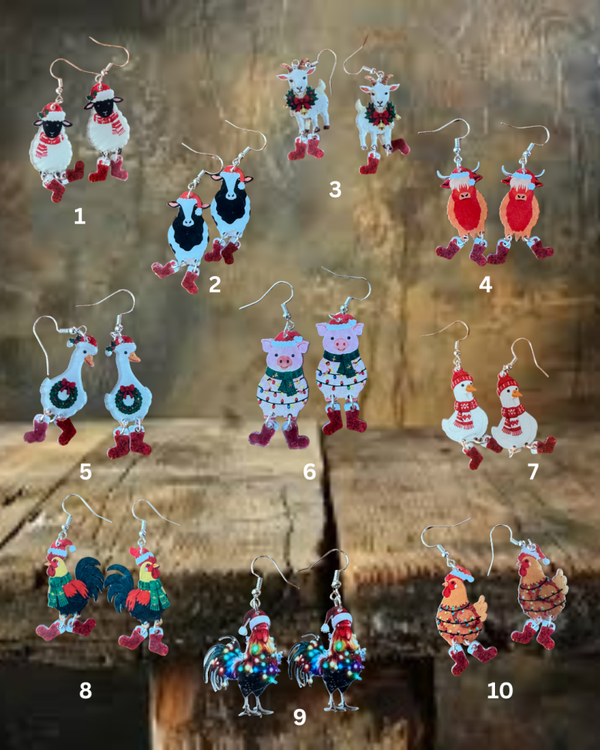 Christmas Farm Animal Earrings