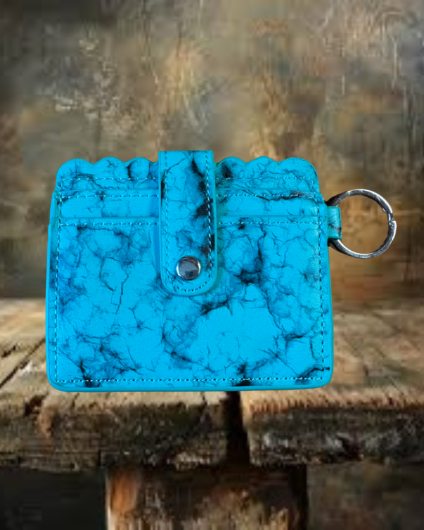 Turquoise Card Wallet Keychain