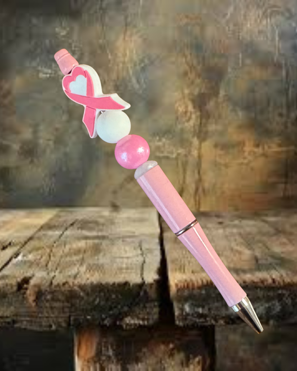 Pink Heart Cancer Ribbon Pen