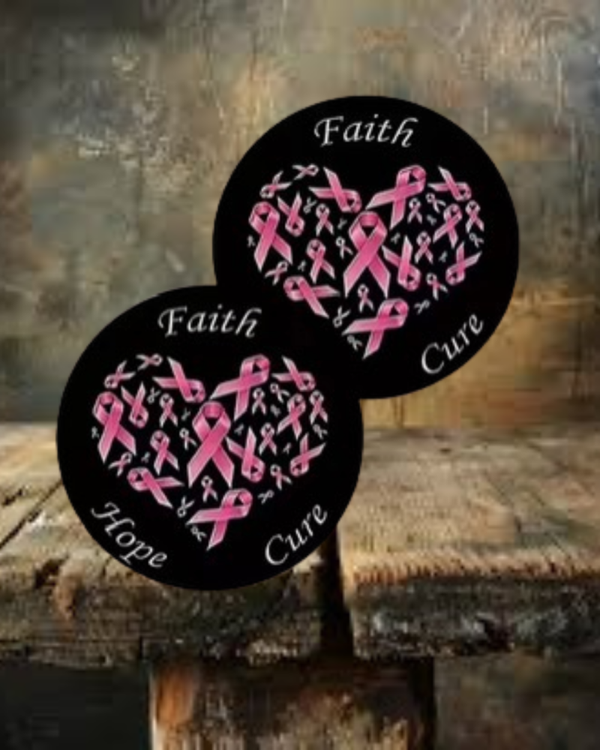 Pink Heart Ribbons Car Coasters