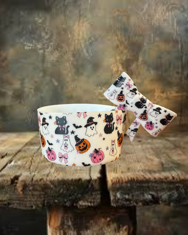 Halloween Cat Boot and Straw Topper Bow Set