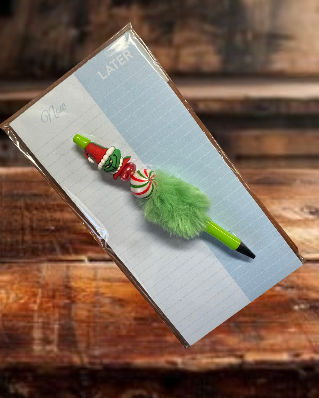 Red Grinchy Christmas Pen and Notepad Bundle