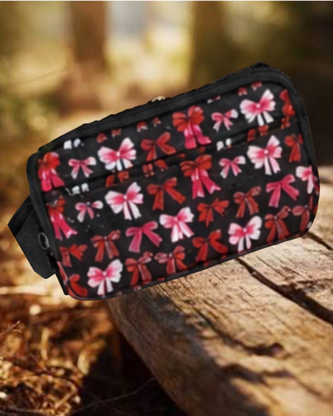 Black With Red and Pink Bows Wallet Wristlet