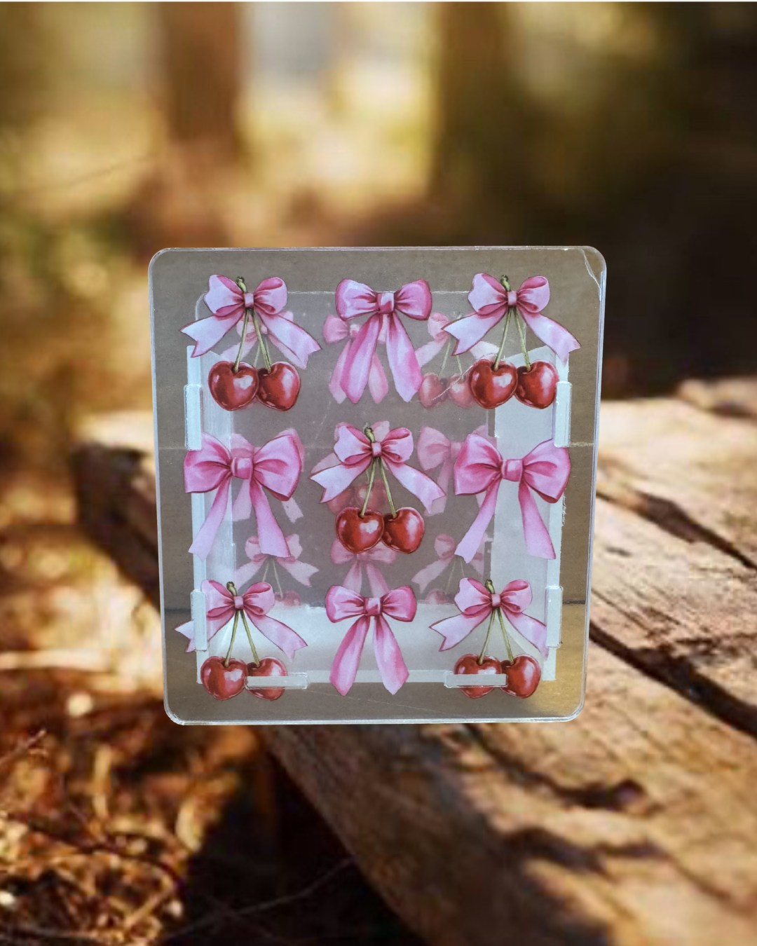 Pink Cherry Bow Acrylic Container